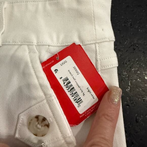 NEW SPANX BRIGHT WHITE Stretch Twill Cropped Wide Leg Pant POCKETS SZ L - Picture 15 of 15